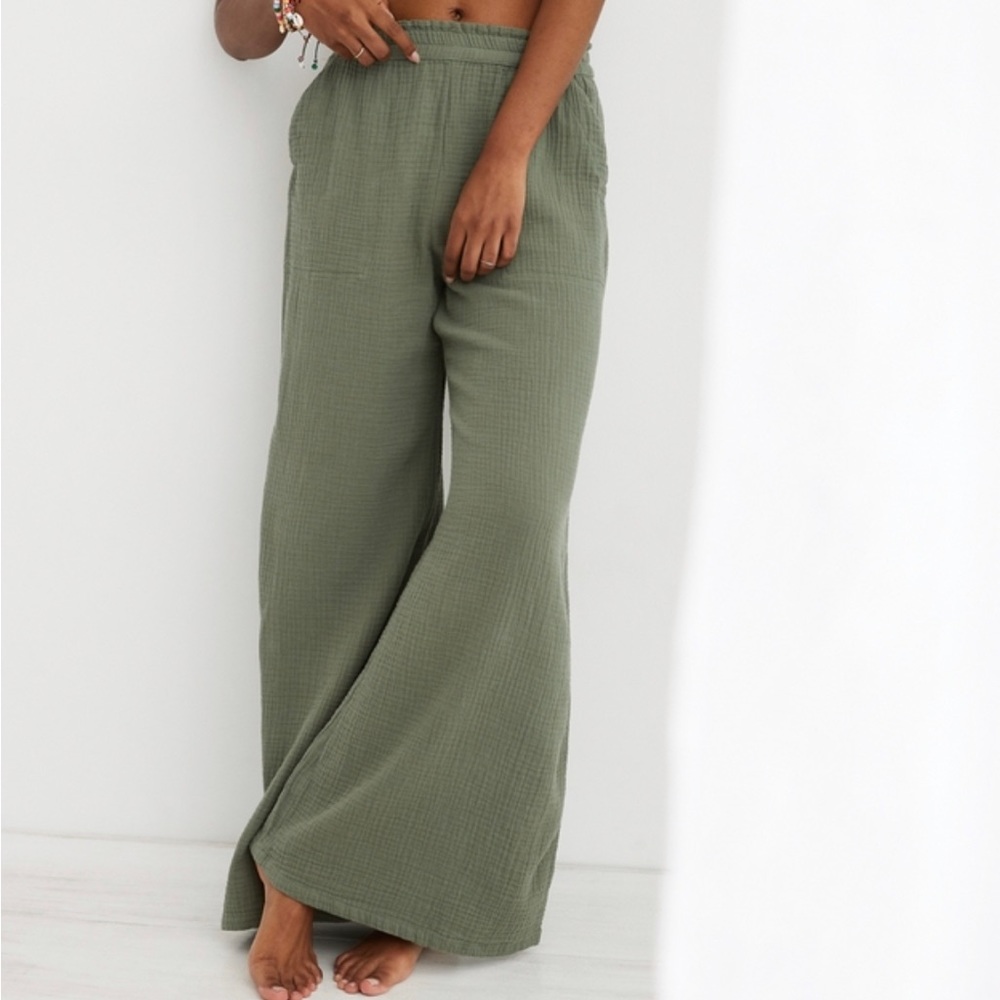 NWT Aerie high waisted gauze wide leg pants